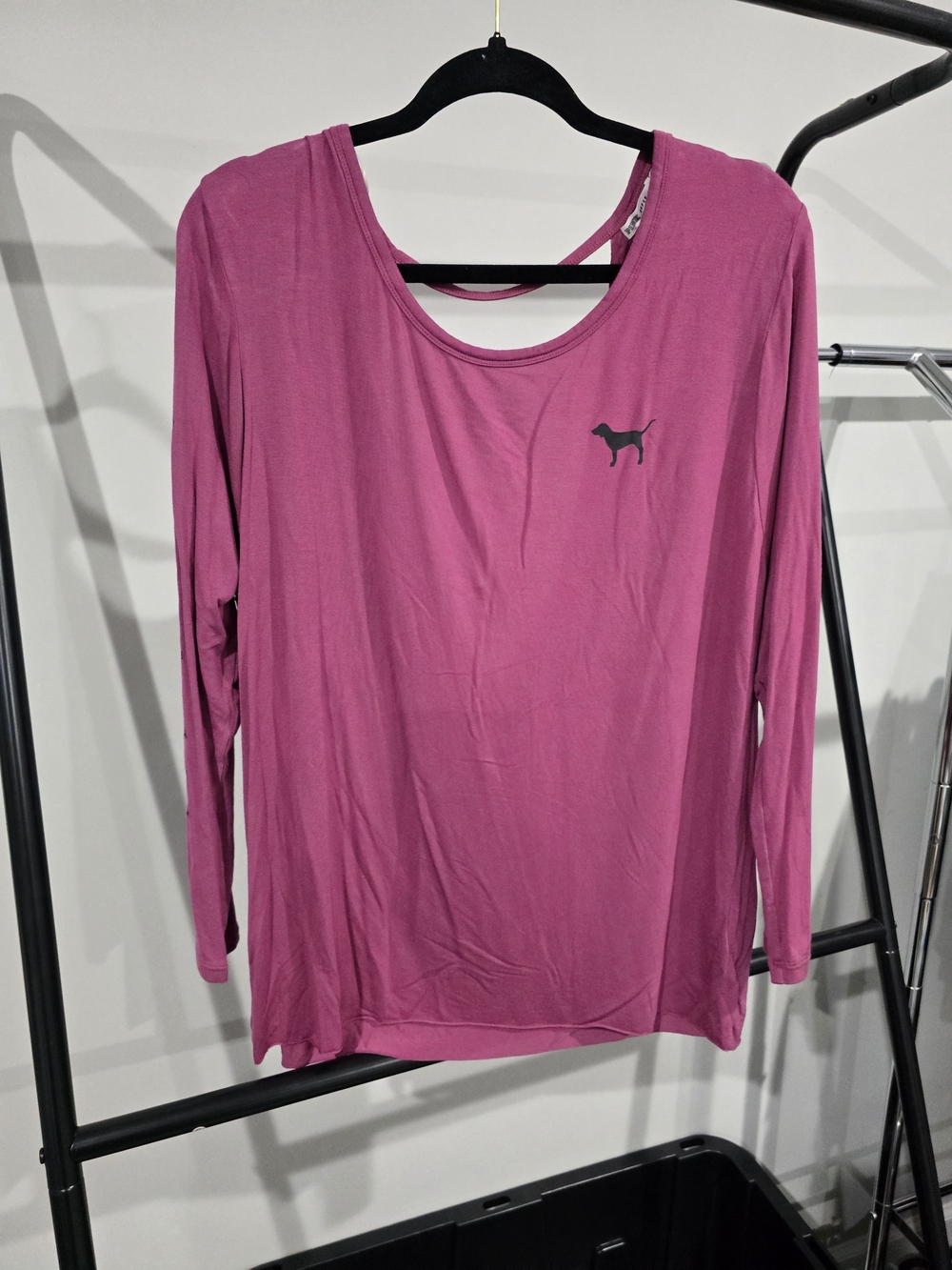 PINK Victoria's Secret Magenta Long-Sleeve Scoop Neck Top